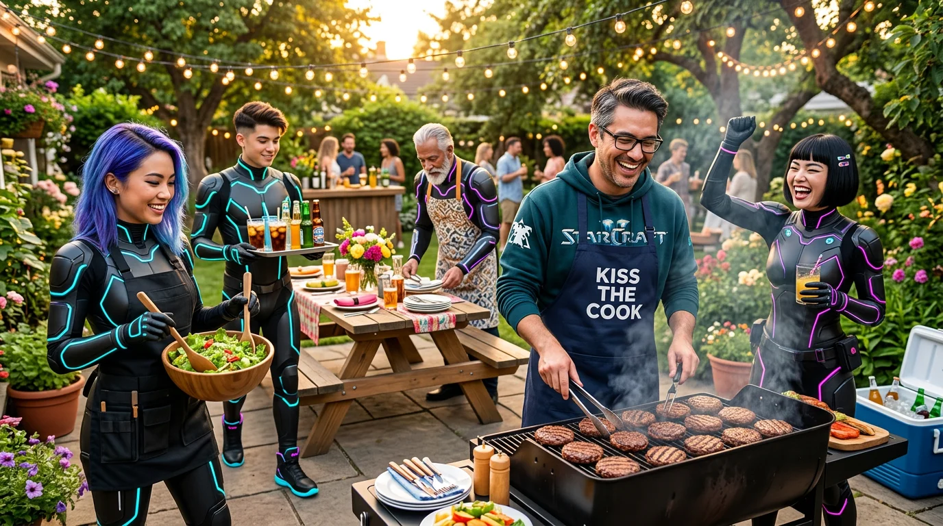 Jozo grilling at a BBQ with AI agents