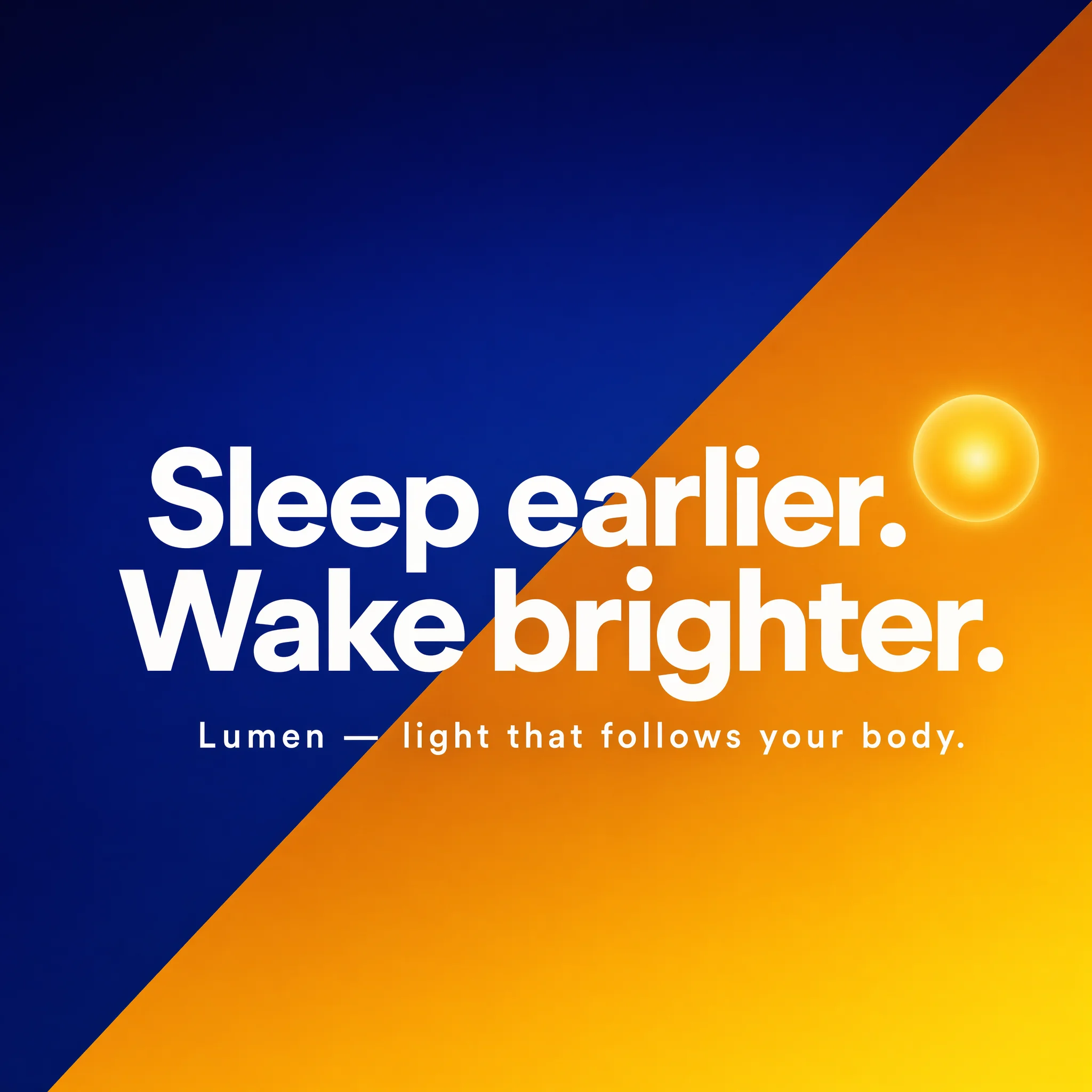 Lumen Instagram tile — diagonal indigo/amber split with bold headline